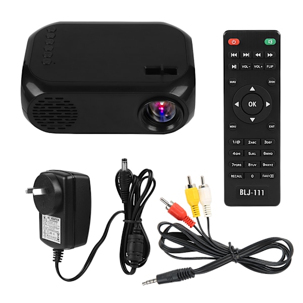 Mini 2'' bærbar LED-projektor TF SD-kort U-disk USB HD HDMI sort ///