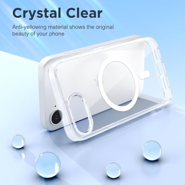 Temdan Skal för iPhone 16e, Transparent, [Kompatibel med Magsafe][Anti-Gulning][Militärklassat Skydd] Stöttåligt Slimmat Magnetiskt Skal