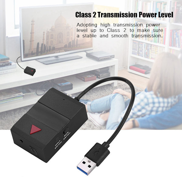 1-til-2 Bluetooth-lydtransmitter 10 m trådløs afstand Trådløs musiktransmitter