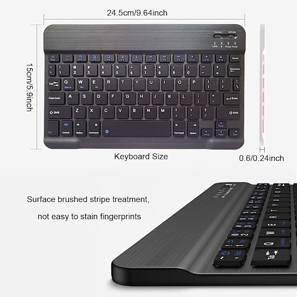 Ladattava Bluetooth-näppäimistö ja hiiri -yhdistelmä, ultraohut kannettava kompakti langaton hiiri-näppäimistösetti Android Windows -tabletille