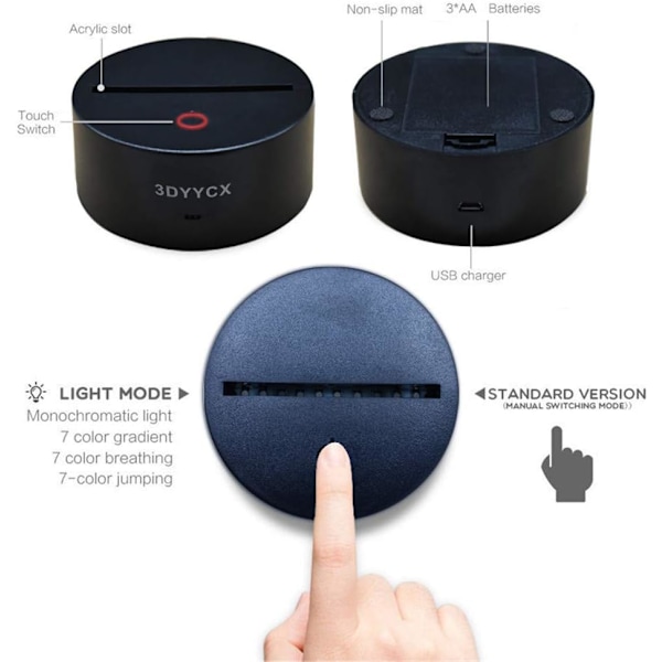 Tegneserie Elf Gengar nattlys 3D illusjon LED lys Barnerom dekorasjon Bordlampe USB berørings fjernkontroll lampe Hjem dekor lampe leketøy