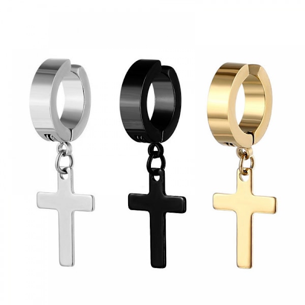 Stainless Steel Non-pierced Fake Earrings Titanium Steel Cross Ear Bone Clip Fashion Men's Ear Clip Ear Bone Stud Earrings