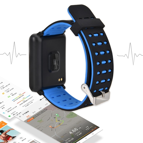 Min f21 Widescreen Bluetooth Smart Armbånd Hjertefrekvens Søvndetektion Armbånd (Sort Blå)