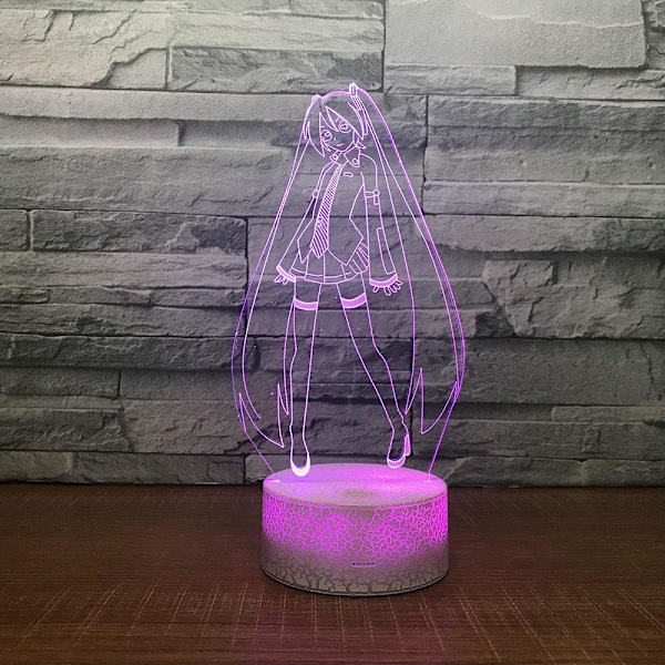 3D Optisk Illusion Nattlampa Anime Flicka 3D Lampa Cartoon Hatsume Miku LED Nattlampa Skrivbordslampa Actionfigurer Pojkar Flickor Födelsedagspresent Jul T