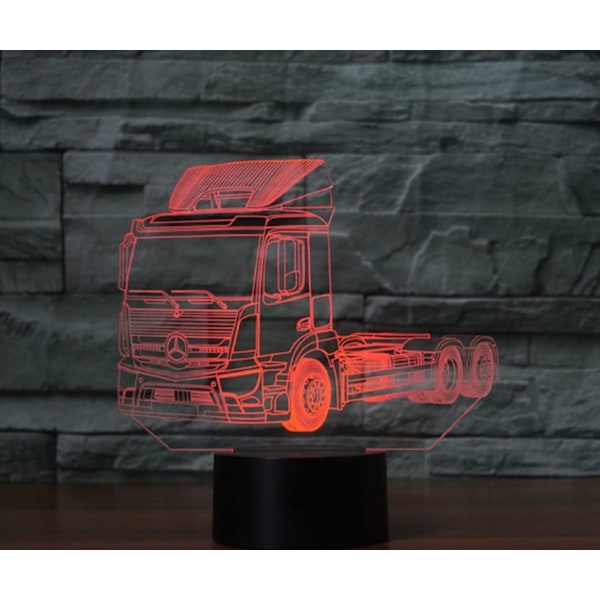 3D Trailer Truck Fjärrkontroll 16 Färger Nattlampor Illusion Akryl LED Bord Sänglampa Barn Sovrum Skrivbords Dekoration Födelsedagspresenter Leksak