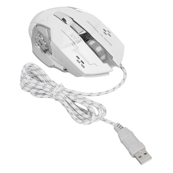 Trådbunden mus 6-knappars USB-port spel Luminous ergonomisk optisk datortillbehör Vit