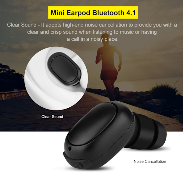 Mini Earpod Bluetooth 4.1 - Vakaampi ja pidempi musiikin toisto Bluetooth Earpod puhelimille/tietokoneelle