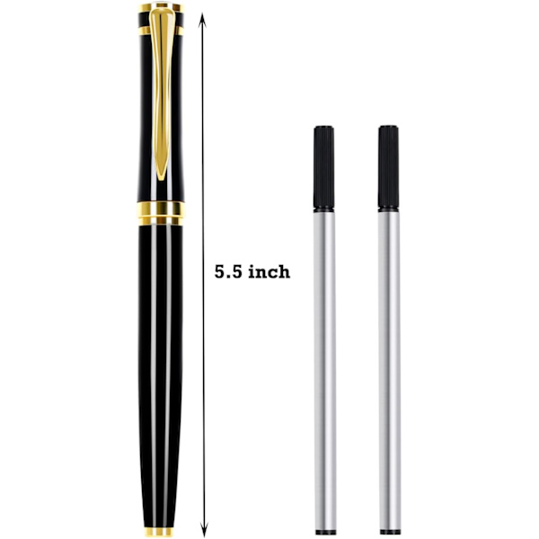 Kulampenna med presentask, lyxig skrivp penna med 2 extra svarta bläckpatroner Executive Pens Linjebredd 0,5 mm Business Pen Fancy Pen set