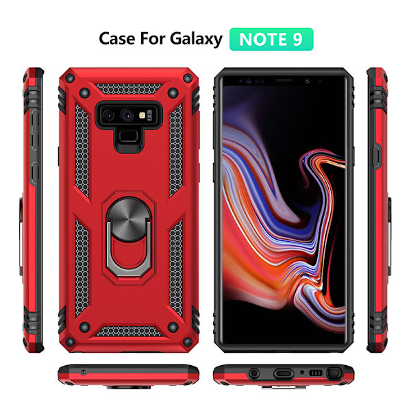 Samsung Galaxy Note 9 -puhelimen kotelo, sotilasluokan iskunkestävä suojakotelo, 15 jalan pudotustestisuojakotelo, magneettisella tuella ja ajoneuvolla