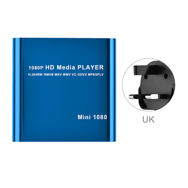 Mini Full HD 1080P Digitaalinen Multi TV Media Player Box Tuki SD-kortille Kaukosäätimellä Sininen