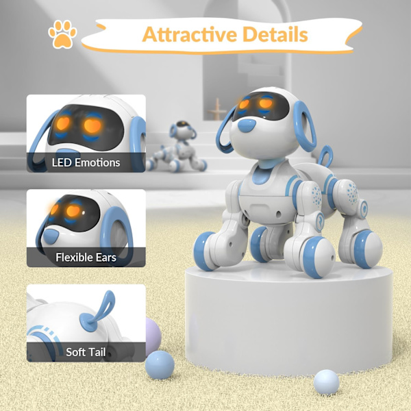 Programmerbar fjernbetjening robot kat robot hund til børn, interaktiv robot hund robot kat, RC robot med berøringssensor, LED-øjne, dans og musik