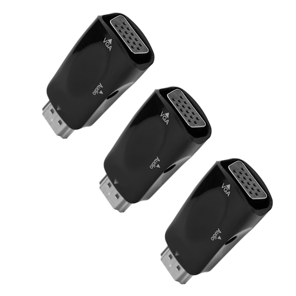 3 sett HDMI hann til VGA hunn konverter 1080P videoadapter med lydutgangskabel