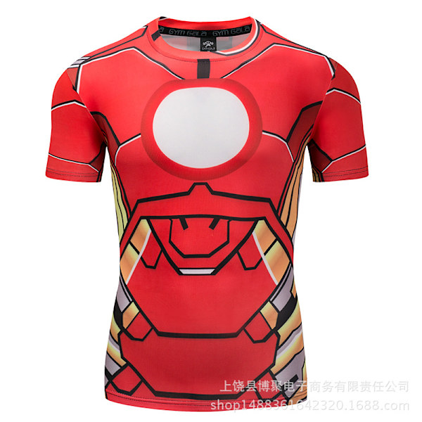 Digitalt tryck Superman kortärmad Captain America sporttights kläder snabbförångande fitness stretch T-shirt D04 L