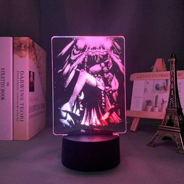 Stor Overlord Albedo LED Nattelys for Soverom Innredning Gave Nattelys Anime Waifu 3D Lampe Albedo Overlord (Farge: A)