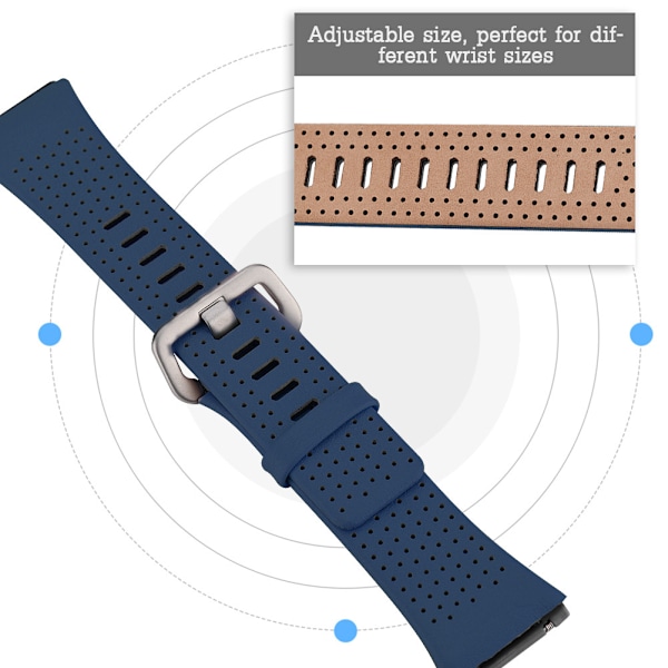 Äkta läder dubbla handledsrem ersättningsrem för Fitbit Ionic Watch Blå