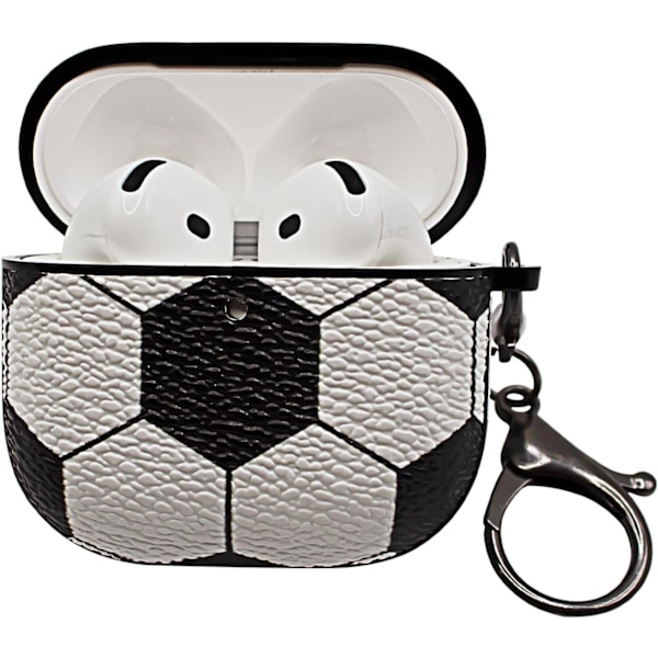 Skal för Airpods 4, Fotbolls-Stötsäkert Skal för Hörlurar Airpods 4 med Nyckelring, LED Synlig Framtill