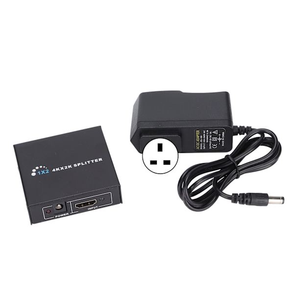 HD Multimedia Interface Splitter 1 in 2 Out HD Multimedia Interface Extender för bildskärmar LCD-TV-datorer 100‑240VUK-kontakt