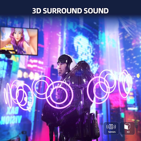 Premium 2.4GHz Trådlöst Spelheadset Bluetooth Hörlurar med Inbyggd Mikrofon, 3.5mm Trådbundet Spelheadset för Xbox, Vit