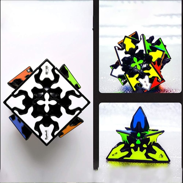 Gear Magic Cube Set, Gear Speed Cube-pakke med 3x3x3 Gear Cube Gear Pyraminx Sylindrisk Gear Cube og Gear Ball Cube Puslespill 4 stk