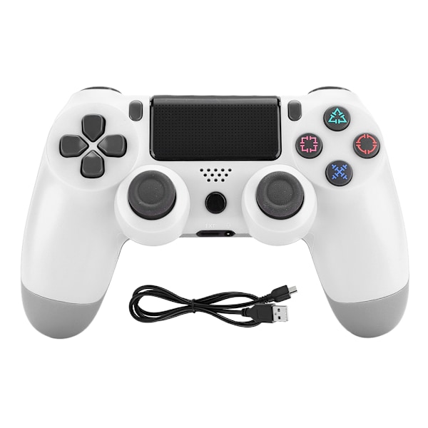 Plastik ABS V2 Program Intelligent Trådløs Bluetooth Gamepad Spil Controller med Hovedtelefon Hul til PS4 Hvid