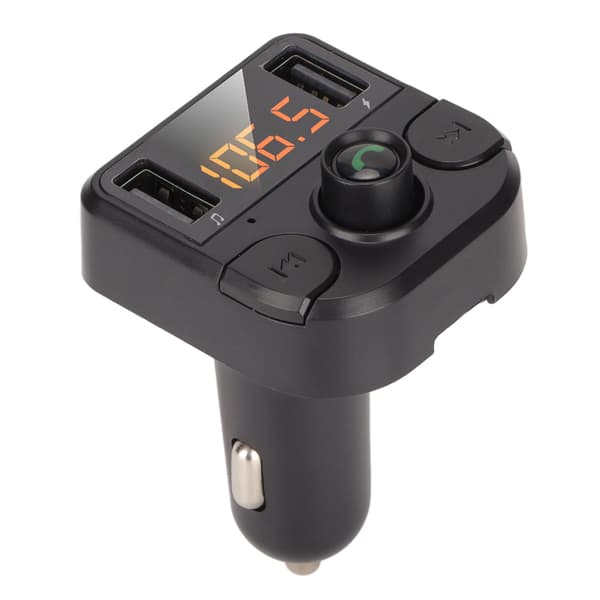 Multifunksjonell LED-billader Bluetooth 5.0 FM-sender håndfri samtale MP3-spiller Dual USB hurtiglading