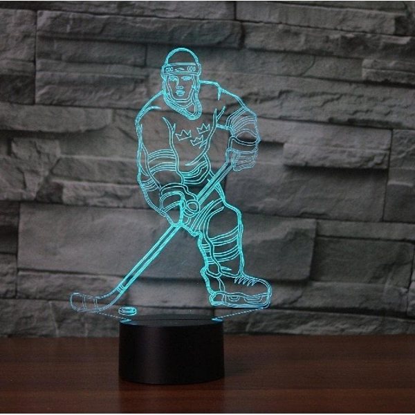 3D Play Ishockey Fjärrkontroll 16 Färger Nattlampor Illusion Akryl LED Bord Sänglampa Barn Sovrum Skrivbords Dekoration Födelsedagspresenter Leksak