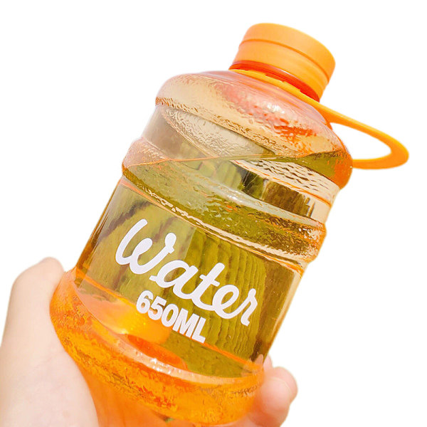 Mini Liten Ren Hinkkopp Plast Vattenkopp Vatten [Transparent Orange] 650ml Singelkopp + Snöre