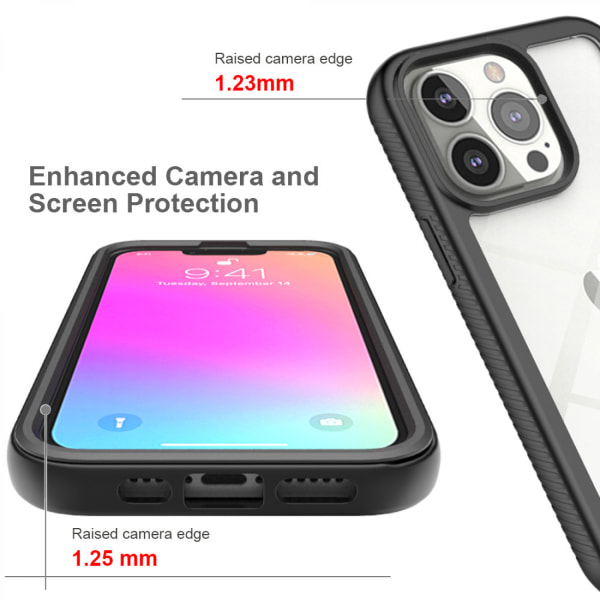 JUSTUP Design iPhone-kotelo sisäänrakennetulla näytönsuojalla, erittäin kestävä koko kehon suojaus, iskunkestävä läpinäkyvä kotelo iPhone XR:lle (vaaleanpunainen)