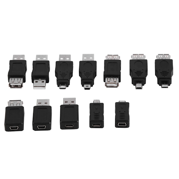 Paket med 12 st olika USB2.0-adaptrar Micro/Mini hane-hona-omvandlare