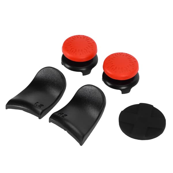 5-i-1 tommelfingergreb, nøglehætte, joystickdæksel, L2 R2-aftrækkerforlænger til PS5-controller, rød