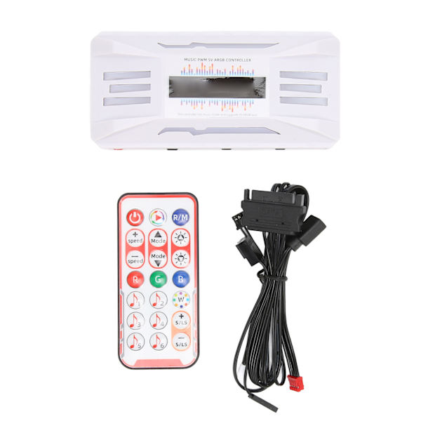 PWM-fläkttemperaturregulator Vit fjärrkontrollstöd 8x4pin 10x5V 3pin ARGB Dator RGB-ljusadapter för PC