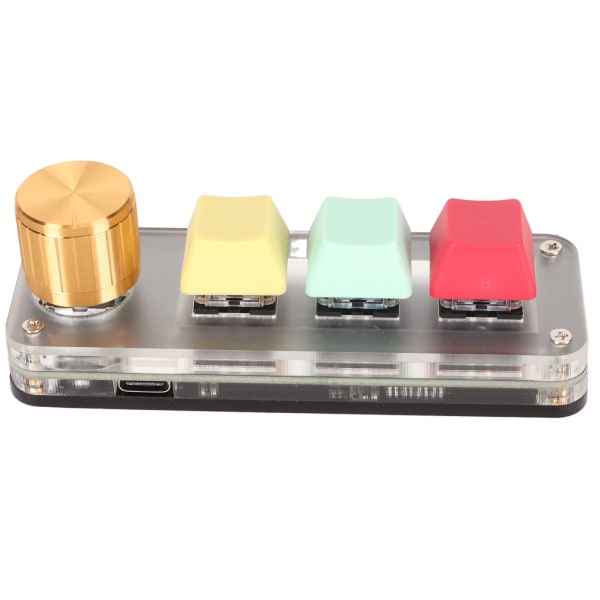 USB Mini 3-näppäiminen näppäimistö nupilla DIY ohjelmoitava Type C -liitäntä sininen kytkin Yhden käden näppäimistö pelaamiseen Värikäs