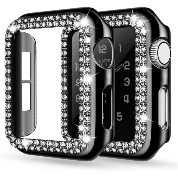 For Apple Watch Case 44mm Series 6/5/4 SE Bling Rhinestone Apple Watch Case Bumper Frame Screen Protector Case for iWatch Series 44mm svart