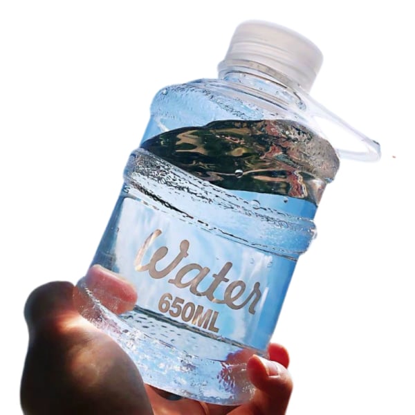 Mini liten ren bøttekopp plast vannkopp vann [transparent hvit] 650 ml enkel kopp + kopp børste + snor
