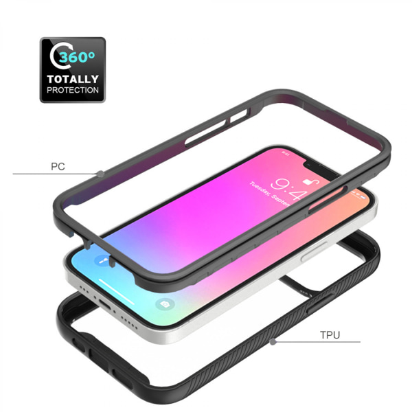 JUSTUP Design för iPhone-fodral med inbyggt skärmskydd Heavy Duty Full Body Protection Rugged Shockproof Clear Case  iPhone 11 (Rosa)