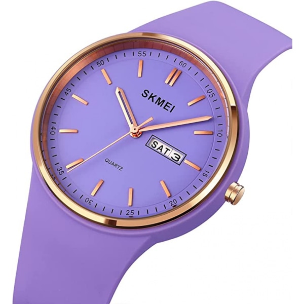 Dameur Dame Sports Silikonerem Stor Urkasse Stor Vandtæt Mode Casual Simpel Quartz Analog Dato Pige Gave