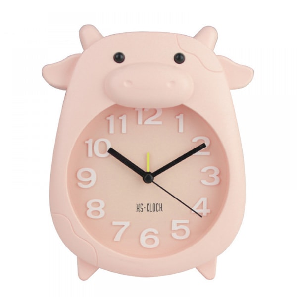 SAYTAY Barnevekkerklokke, tegneserievekkerklokke Little Cattle Alarm Clock , Studentbarnehjemdekorasjon skrivebordsklokke (rosa)