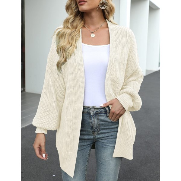 Dame Cardigan Tykk Strikket Genser Oversized Ballong Erme Cardigan Jakke, Myk, Komfortabel og Hudvennlig.