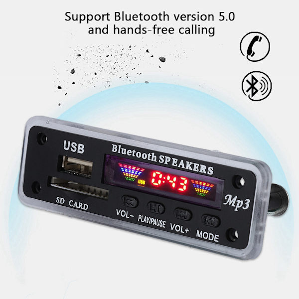 SDM01Bt  U-DX  Bluetooth 5.0 4 färger skärm MP3 FM APE FLAC avkodningskortmodul (svart)