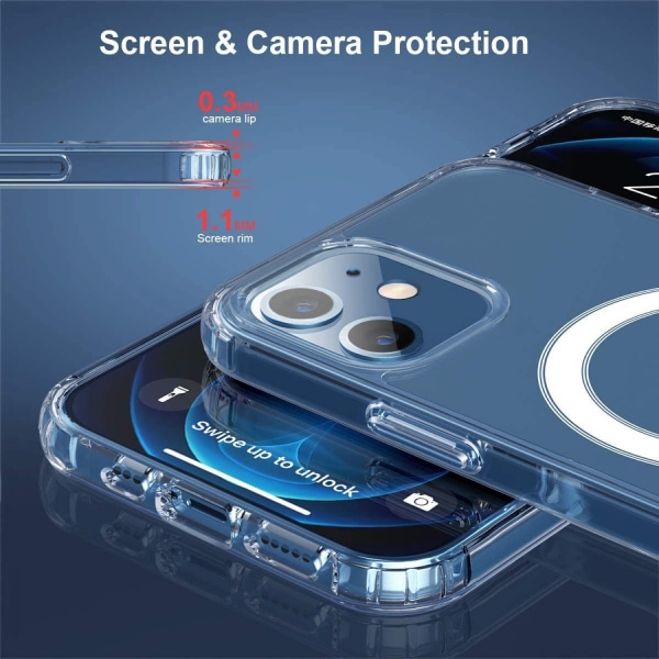 JUSTUP Magnetisk Gennemsigtig Etui til iPhone Etui Kompatibel med Mag-Safe Transparent (til iPhone 13Mini)