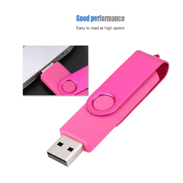 Rose Red Metal Rotation Portable USB Flash Drive High Speed U Disk Memory Stick (16G)