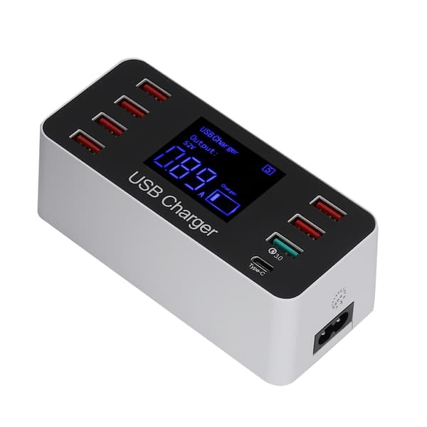 Nopea lataus 7 USB Smart USB Hub QC3.0 + USB-latausasema LED-valolla