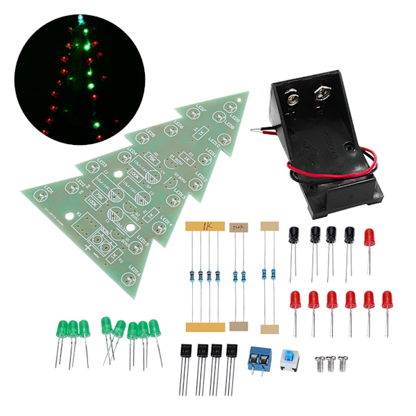 LED DIY PCB-kretskortssats Flash Tree 3D julgran elektroniska delar set