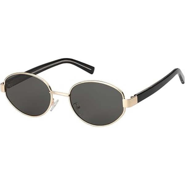 Retro soikeat aurinkolasit naisille ja miehille, design-aurinkolasit, klassiset sävyt, UV400-suoja Gold/Grey