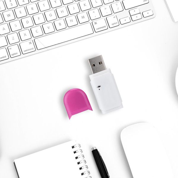 Mini Bluetooth 5.0 USB trådlös adapter ljudstereo mottagare med mikrofon (rosa)