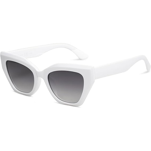 Firkantede polariserte solbriller med katteøye-design for kvinner, retro, klassisk, vintage, trendy cateye-solbriller White