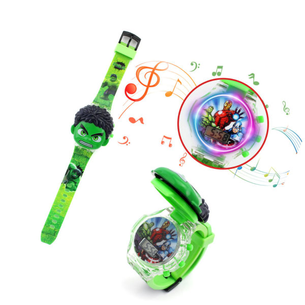 Digital Display Watch Tecknad Ljus Musikalisk Plast Barn Elektrisk Watch Typ A