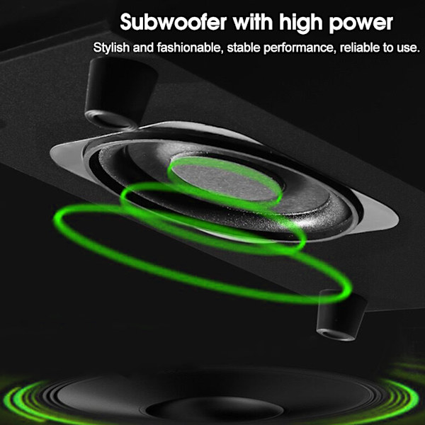 FT X7 Trådlös Subwoofer 2.1 Multimedia USB-högtalare Musikspelare för stationär bärbar dator (Svart och grön)