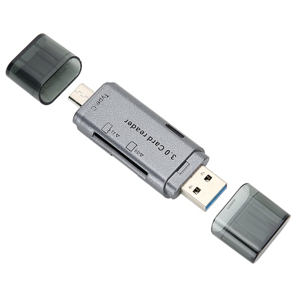 2-in-1 TypeC -muistikortinlukija pöytätietokoneille ja tableteille, monitoiminen USB3.0-liitäntä
