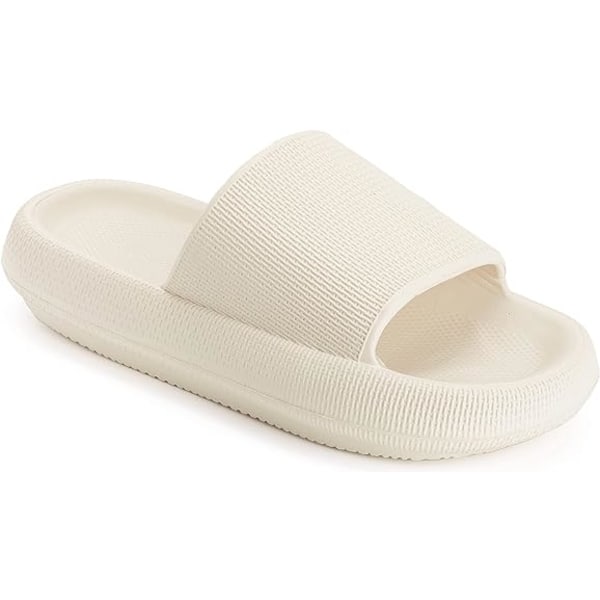 Kuddslippers för kvinnor och män halkfria snabbtorkande duschtofflor badrumssandaler | Ultra Cushion | Tjock sula Beige 42-43